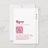 Cartons Réponse Bright Retro Hot Pink QR Code Monogramme Mariage (Devant)