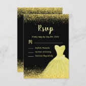 Cartons Réponse Bright Yellow Dress Faux Glitter Sweet 16 Birthday (Devant / Derrière)