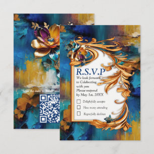 Cartons Réponse bronze Abstrait, style baroque bleu or