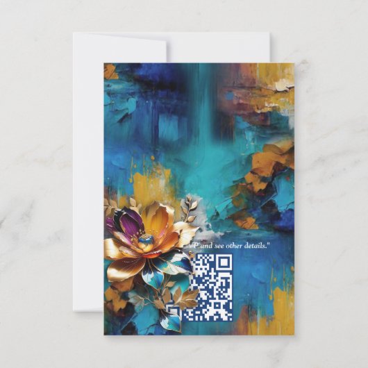 Cartons Réponse bronze Abstrait, style baroque bleu or (Dos)