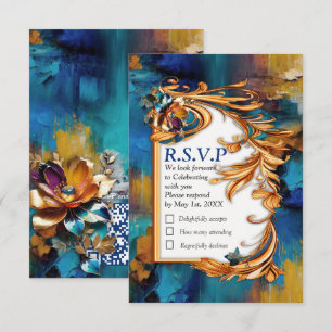 Cartons Réponse bronze Abstrait, style baroque bleu or