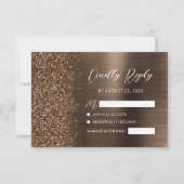 Cartons Réponse Bronze Brushed Metal Glitter Script Wedding (Devant)