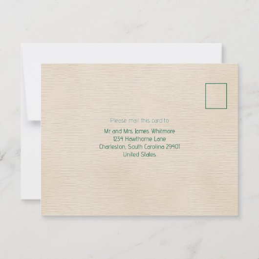 Cartons Réponse Broussage & Sage avec Mariage de remplissage aquar (Dos)