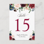 Cartons Réponse Brousse Bleu Bleu Floral Mariage Numéros de tablea (Devant)