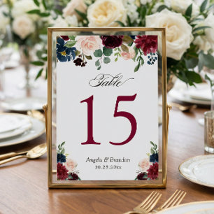 Cartons Réponse Brousse Bleu Bleu Floral Mariage Numéros de tablea