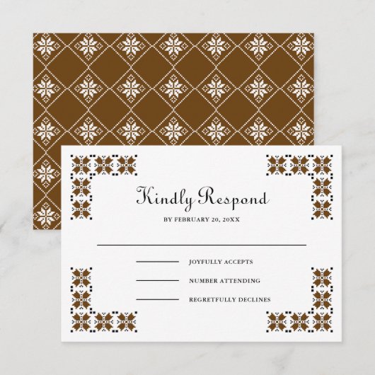Cartons Réponse Brown and Black Ukrainian Embroidery Wedding (Devant / Derrière)