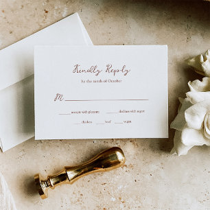 Cartons Réponse Brown minimaliste Mariage rustique Choix de repa