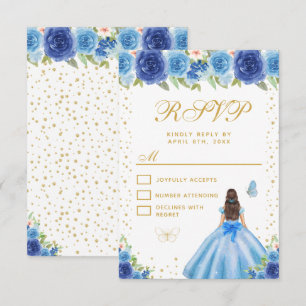 Cartons Réponse Brunette aux Cheveux Fleuris Princesse Bleue Sweet