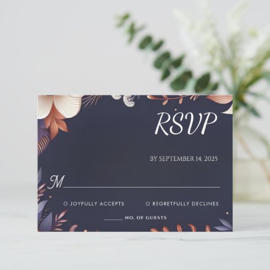 Cartons Réponse Budget pas cher extérieur élégant Mariage bleu mar (Debout devant)