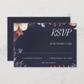 Cartons Réponse Budget pas cher extérieur élégant Mariage bleu mar (Devant / Derrière)