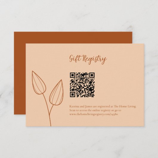 Cartons Réponse Burange Orange Mariage Cadeau registre QR Code (Devant / Derrière)