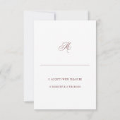 Cartons Réponse Burgindy & White Minimalist Wedding  (Dos)
