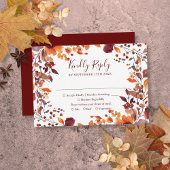 Cartons Réponse Burgundy Automne Feuilles Florales Mariage