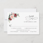 Cartons Réponse Burgundy Blush Floral Mariage Options (Devant)