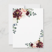 Cartons Réponse Burgundy Blush Gold Trois 3 repas Choice Mariage (Dos)