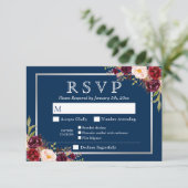 Cartons Réponse Burgundy Floral Silver Navy Blue Repas Options RSV (Debout devant)