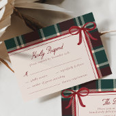 Cartons Réponse Burgundy Green Plaid Christmas Bow Wedding