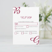 Cartons Réponse Burgundy Maroon Initiales Mariage de automne d'aut (Debout devant)