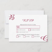 Cartons Réponse Burgundy Maroon Initiales Mariage de automne d'aut (Devant)