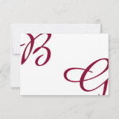 Cartons Réponse Burgundy Maroon Initiales Mariage de automne d'aut (Dos)
