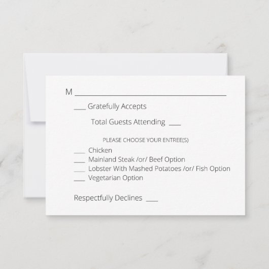 Cartons Réponse Burgundy Marsala Blush avec Repas - Blanc (Dos)