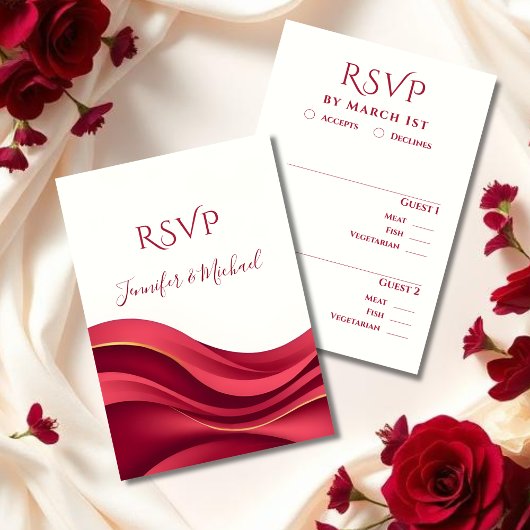 Cartons Réponse Burgundy Modern Wedding 