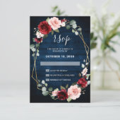 Cartons Réponse Burgundy Navy Blush Floral Mariage géométrique (Debout devant)