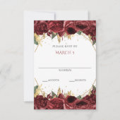 Cartons Réponse Burgundy Or Floral Quinceanera  (Devant)