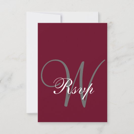 Cartons Réponse Burgundy Red Elegant MOnogramme officiel (Devant)