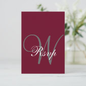Cartons Réponse Burgundy Red Elegant MOnogramme officiel (Debout devant)