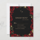 Cartons Réponse Burgundy Roses Boho Wedding (Devant)
