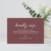 Cartons Réponse Burgundy Rust Script Mariage Kindly Répondre Websi (Debout devant)