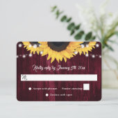 Cartons Réponse Burgundy Sunflower Wood String Lights Wedding (Debout devant)
