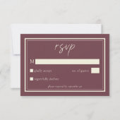 Cartons Réponse Burgundy Wine Minimalist Frame Wedding (Devant)