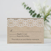 Cartons Réponse Burlap et Vintage dentelle Shabby Chic Wedding RSV (Debout devant)