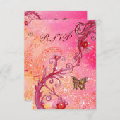 Cartons Réponse BUTTERFLY DANS SPARKLES RSVP, Élégante fête de mar (Devant / Derrière)