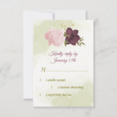 Cartons Réponse cabernet rose fleurs vert feuilles (Devant)