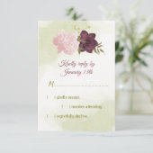 Cartons Réponse cabernet rose fleurs vert feuilles (Debout devant)