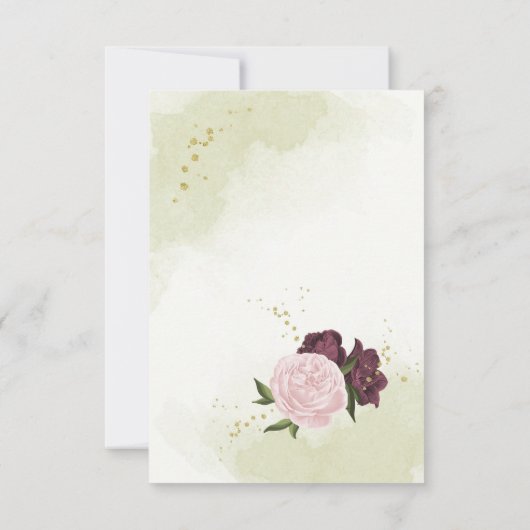 Cartons Réponse cabernet rose fleurs vert feuilles (Dos)