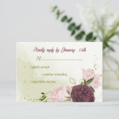 Cartons Réponse cabernet rose fleurs vert feuilles (Debout devant)