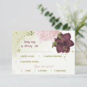 Cartons Réponse cabernet rose fleurs vert feuilles (Debout devant)