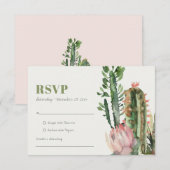 CARTONS RÉPONSE CACTÉES DE DÉCORS FLEURIS DE DÉSAERT À L'AQUARELLE (Devant / Derrière)