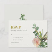 CARTONS RÉPONSE CACTUS DE FLEURS DESERT PINK FEUILLAGE AQUARELLE R (Devant / Derrière)