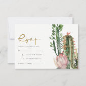 CARTONS RÉPONSE CACTUS DE FLEURS FLEURIS ROSE FEUILLAGE AQUARELLE (Devant)