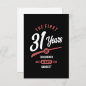 Cartons Réponse Cadeau anniversaire de 31 ans (Devant / Derrière)