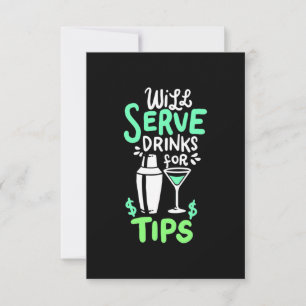 Cartons Réponse Cadeau de Noël   Le barman servira des boissons po