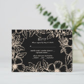 Cartons Réponse Cadre de courre de fleurs mariage élégant noir RSV (Debout devant)