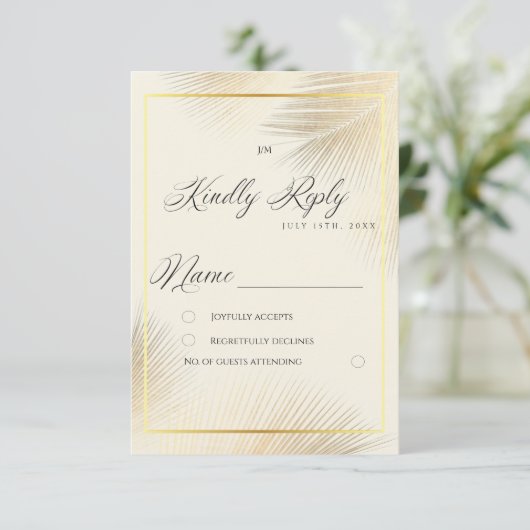 Cartons Réponse Cadre de mariage moderne de plage côtière (Debout devant)