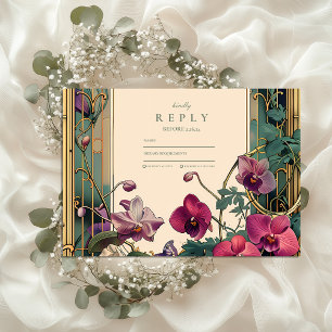 Cartons Réponse Cadre de mariage orchidée Art Nouveau