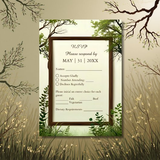 Cartons Réponse cadre de verdure rustique